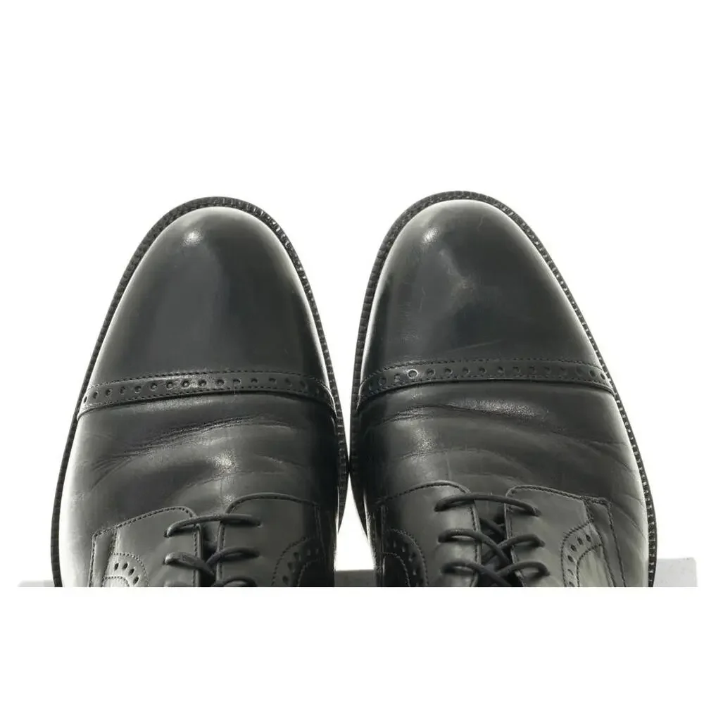 Johnston And Murphy Cap Toe Black Leather Oxfords Men's Sz 8.5M Shoes